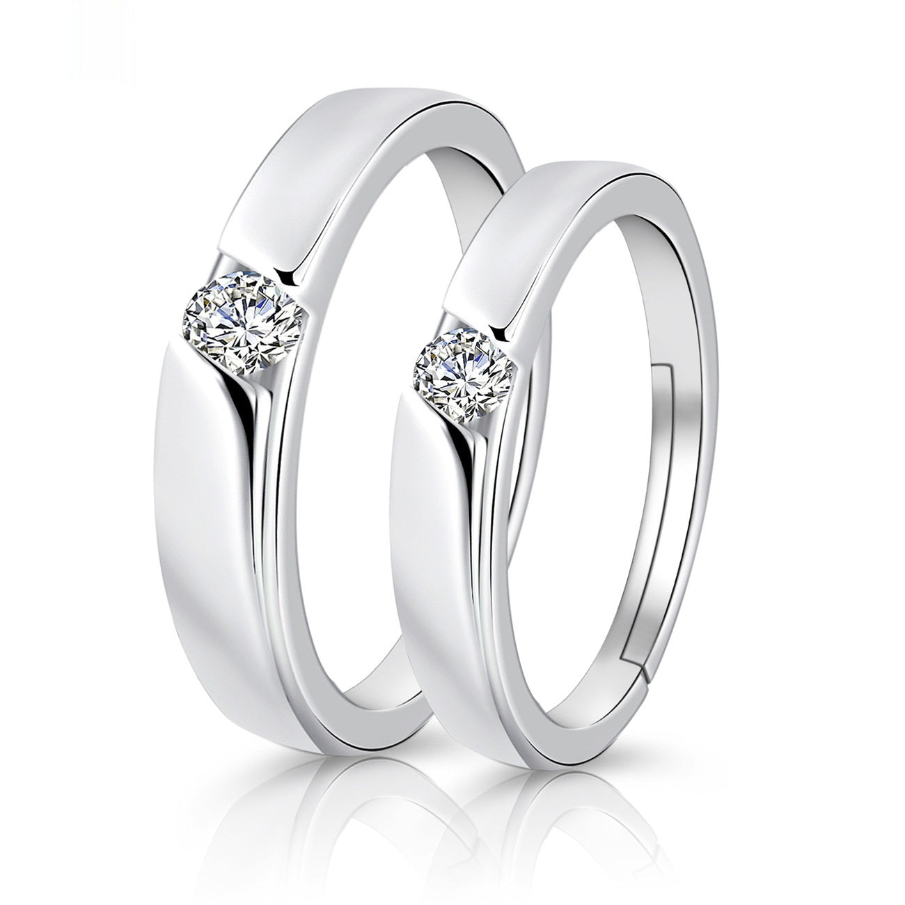 Moissanite Engagement Couple Rings