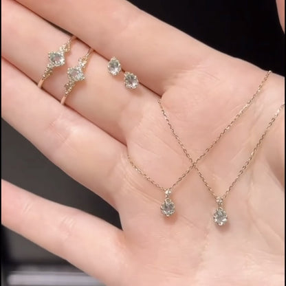 Aquamarine Blue Sky Flower Water Drop Hollow Corrugated Jewellery Set