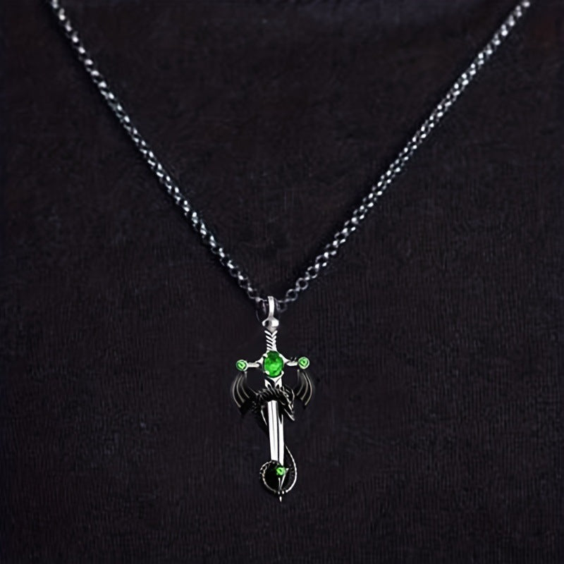 Retro Dragon Sword Pendant Necklace