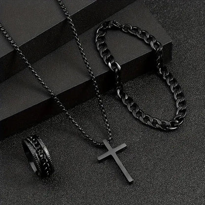 Cross Necklace, Ring & Bracelet Set