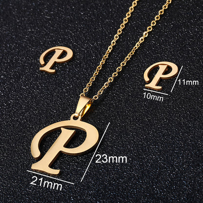 Stainless Steel Alphabet Necklace, 26 Initial Letters A–Z