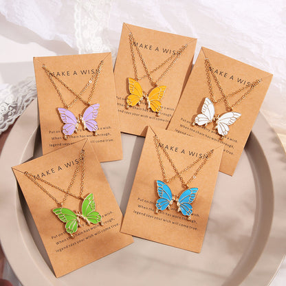 Coloured Butterfly Necklaces, 2Pc & 1Pc