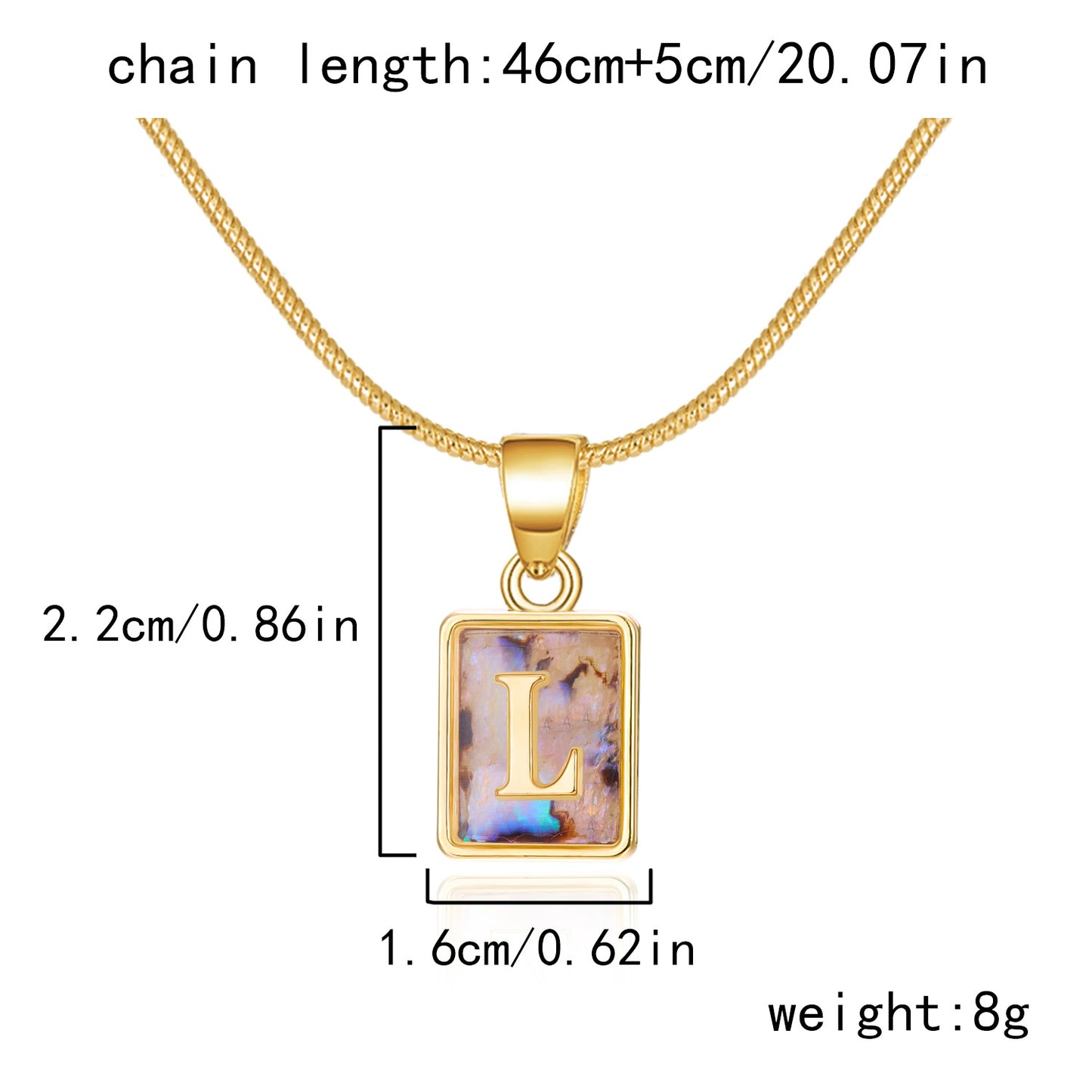 Luminous Pendant 26 Letter Square Necklace