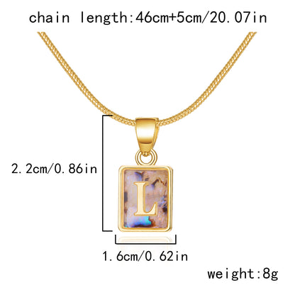 Luminous Pendant 26 Letter Square Necklace