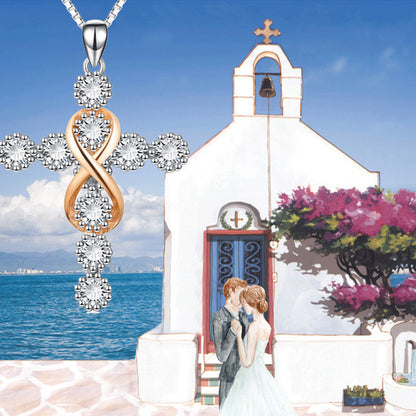 Infinity Cross Zircon Pendant Necklace