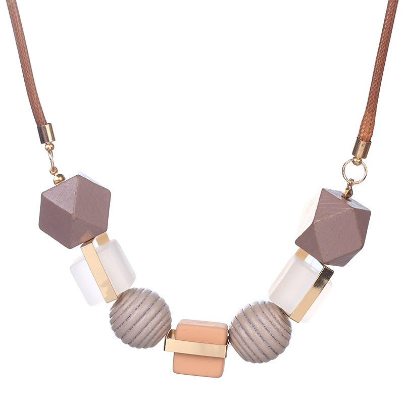 Coloured Wood Pendant Necklace