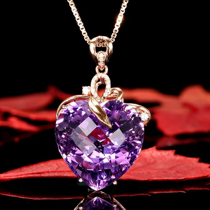 Rose Gold Amethyst Pendant Necklace