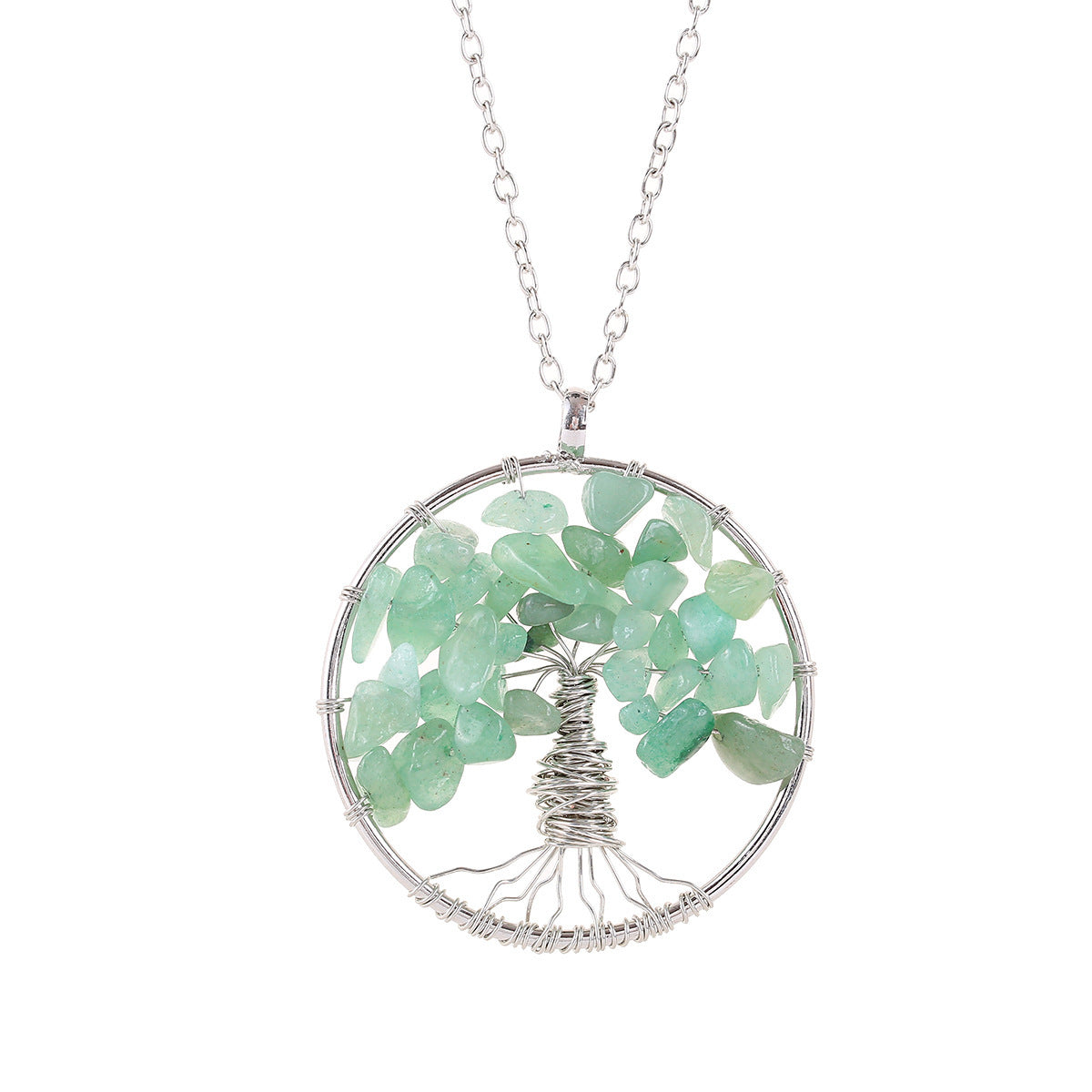 Tree of Life Crystal Gravel Pendant Necklace