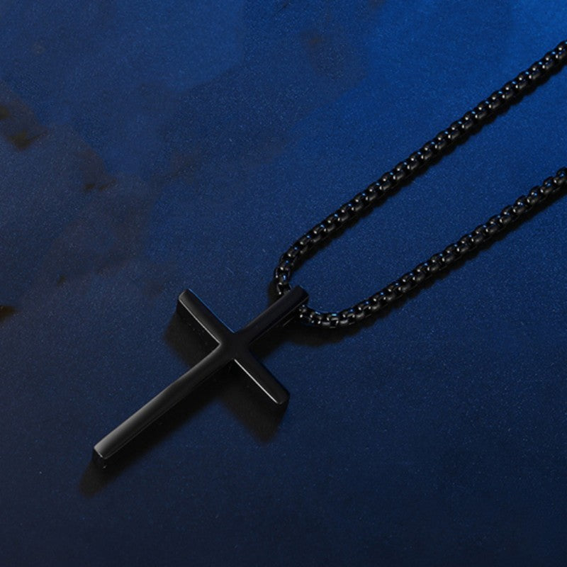 Simple Titanium Steel Cross Pendant Necklace