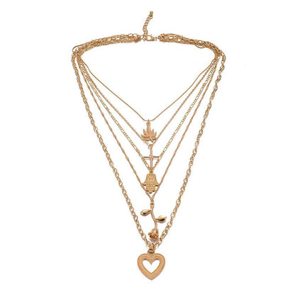 Vintage Alloy Pendant Layered Necklace – Timeless Elegant Jewellery for Women