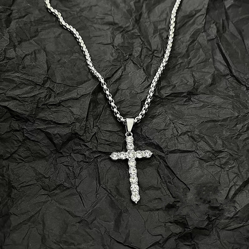 Street Style Diamond Cross Necklace