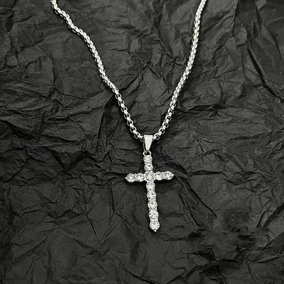 Street Style Diamond Cross Necklace