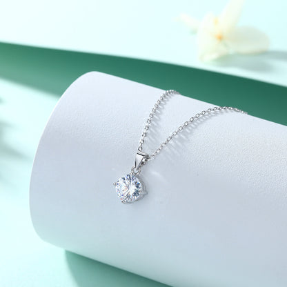S925 Sterling Silver Necklace with Simple Zircon Pendant