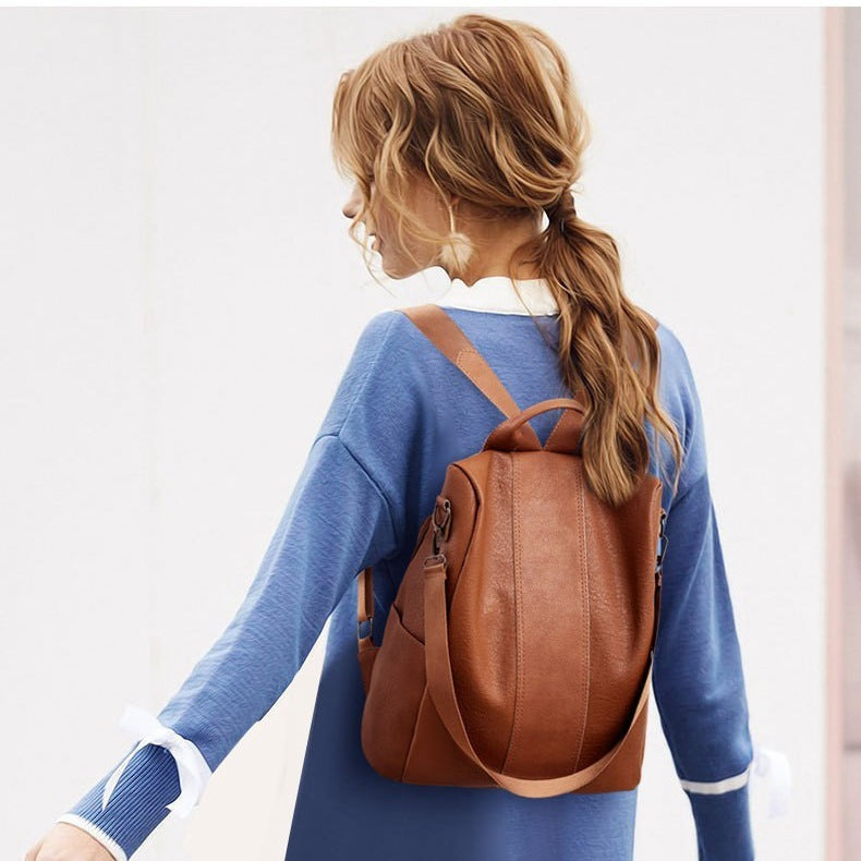 Large Capacity Leather Backpack