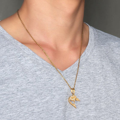 Titanium Steel Heart-Shaped Couple Pendant Necklace