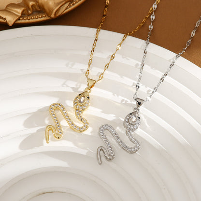 Snake Necklace with Rhinestone