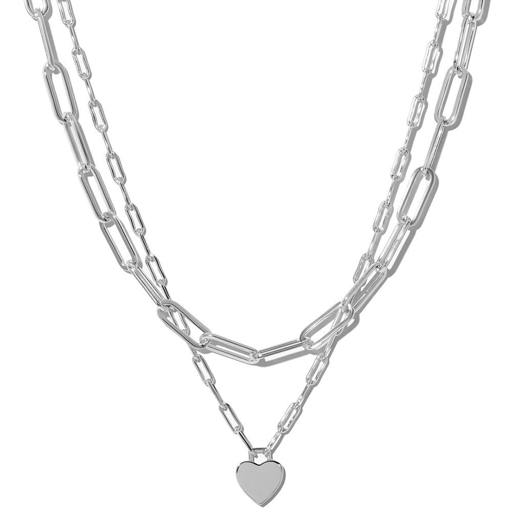 Minimalist Peach Heart Multi-Layer Necklace