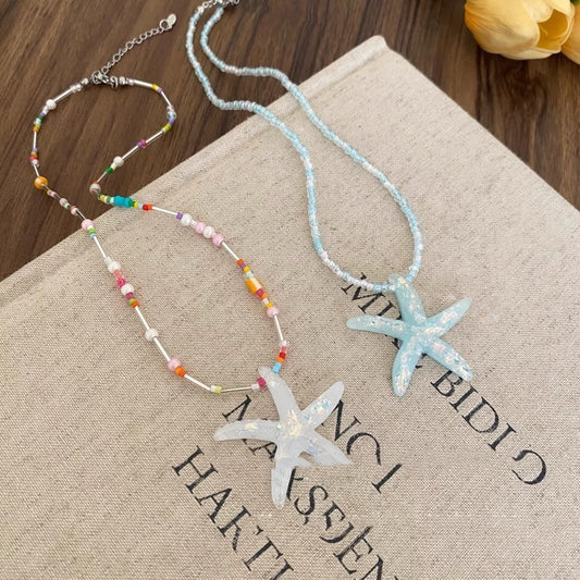 Summer Dopamine Starfish Beaded Necklace