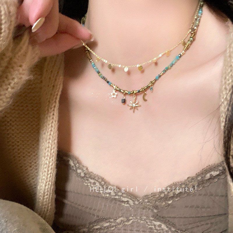 Beaded Twin Clavicle Necklace
