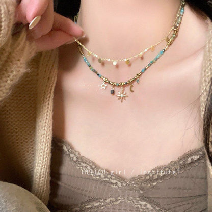 Beaded Twin Clavicle Necklace