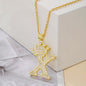 Gold Crown A-Z Pendant Necklace