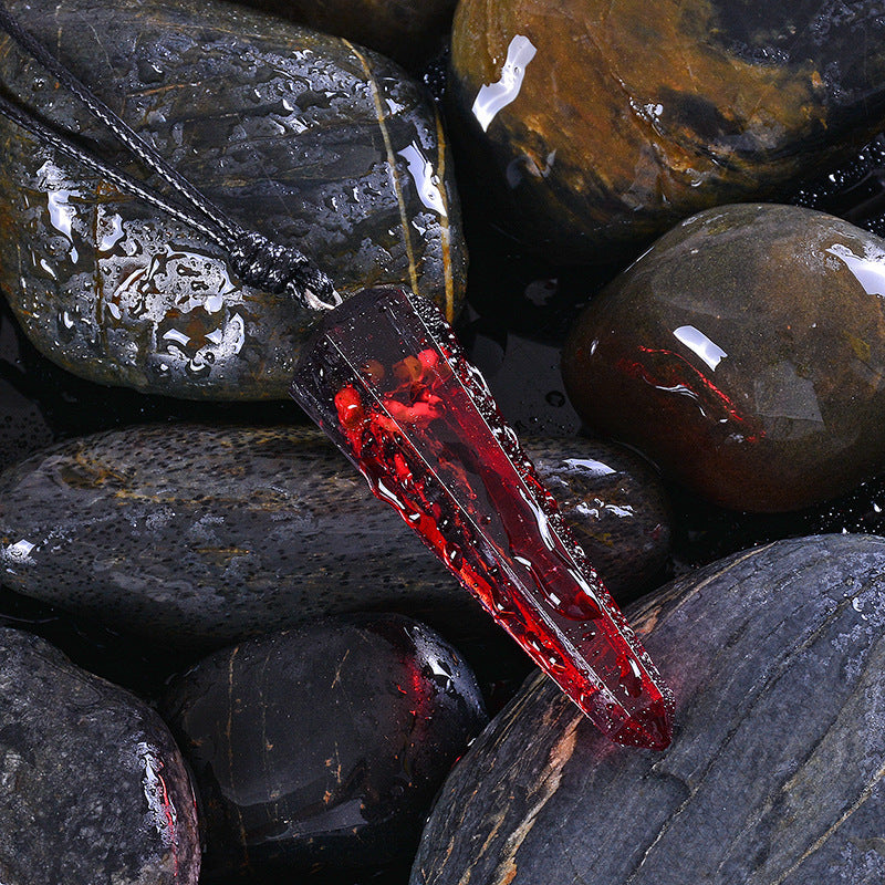 Vintage Ocean Landscape Wood Resin Necklace