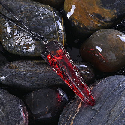 Vintage Ocean Landscape Wood Resin Necklace