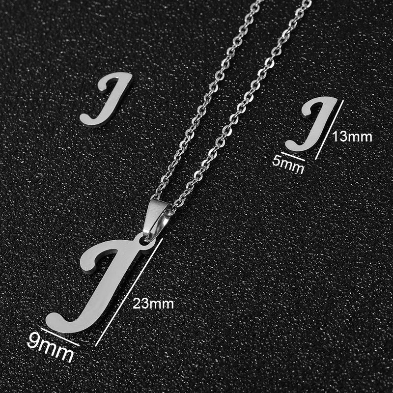 Stainless Steel Alphabet Necklace, 26 Initial Letters A–Z
