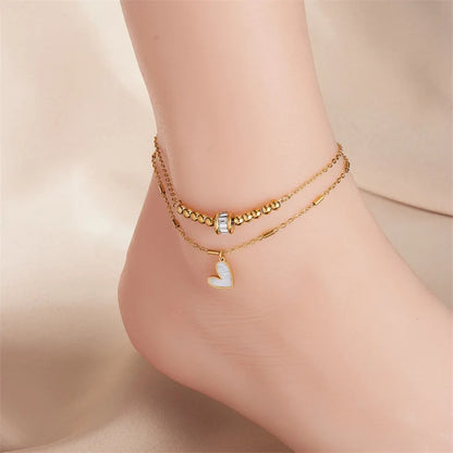 Love Heart Double Layer Anklet