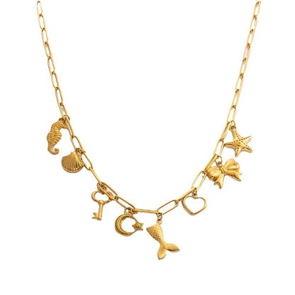 Gold Electroplated Stainless Steel Pearl Necklace