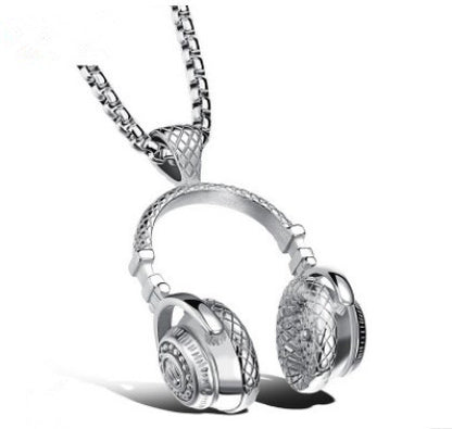 Titanium Music Headset Pendant Necklace