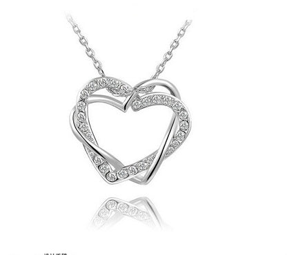 Double Diamond Heart Jewellery Set