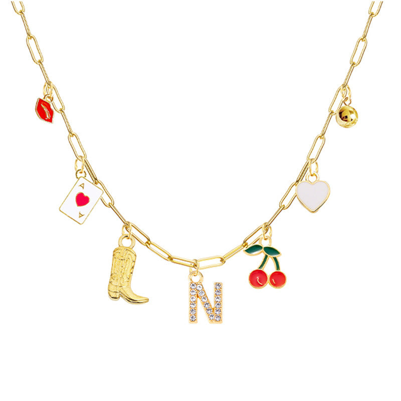 A-Z 26-Letter Diamond Initial Necklace, Multi Pendant