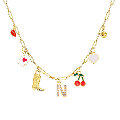 A-Z 26-Letter Diamond Initial Necklace, Multi Pendant