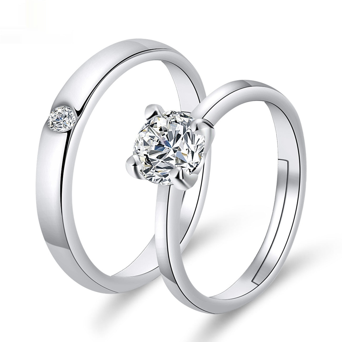 Moissanite Engagement Couple Rings