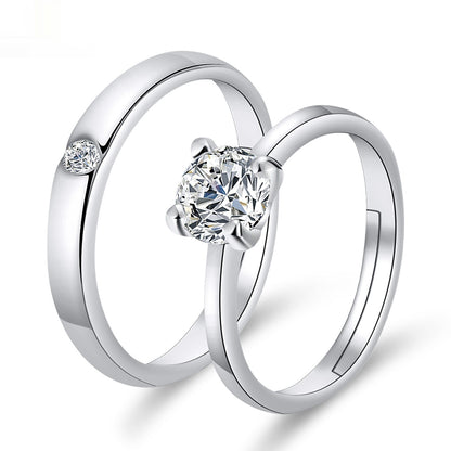 Moissanite Engagement Couple Rings