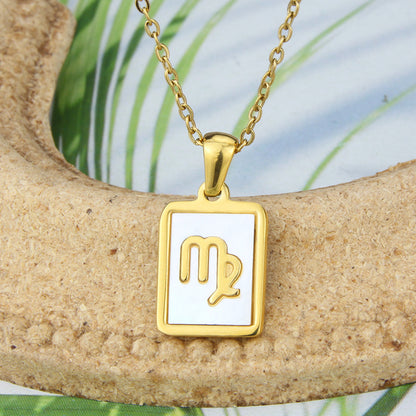 Square Shell Zodiac Necklace