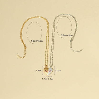 Heartbeat Magnetic Heart Couple Necklace