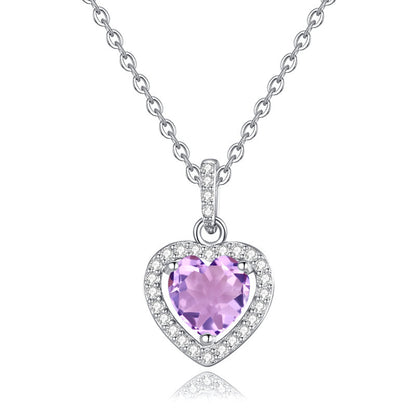Natural Gemstone Heart Necklace for Women – S925 Sterling Silver