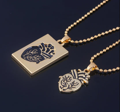 Puzzle Jewelry Real Anatomical Heart Couple Necklace