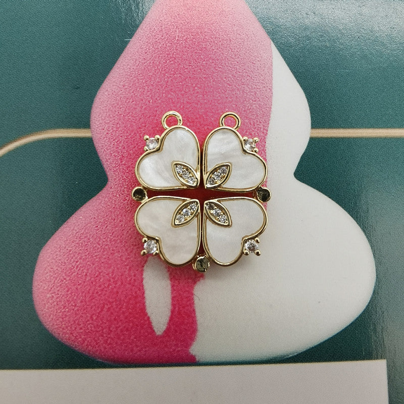 Net Red Clover Enamel Necklace