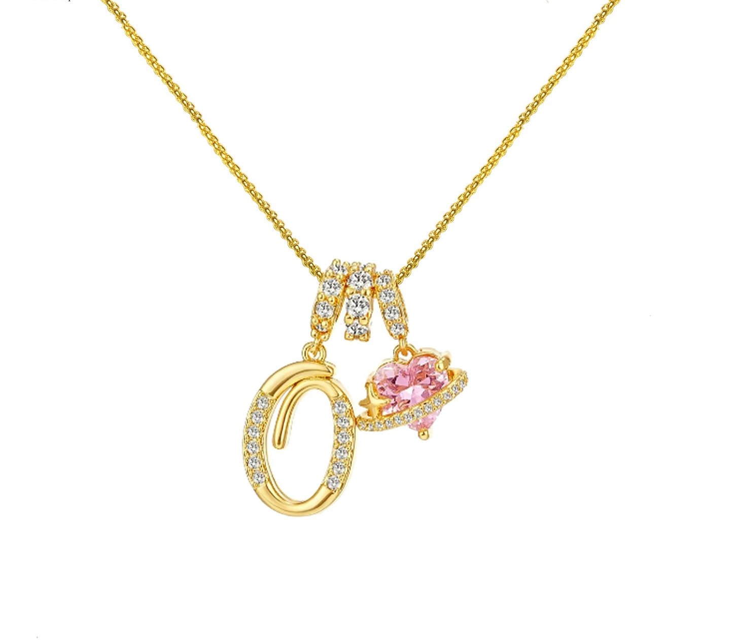 A-Z Alphabet Elegant Blue Heart Necklace with Zircons