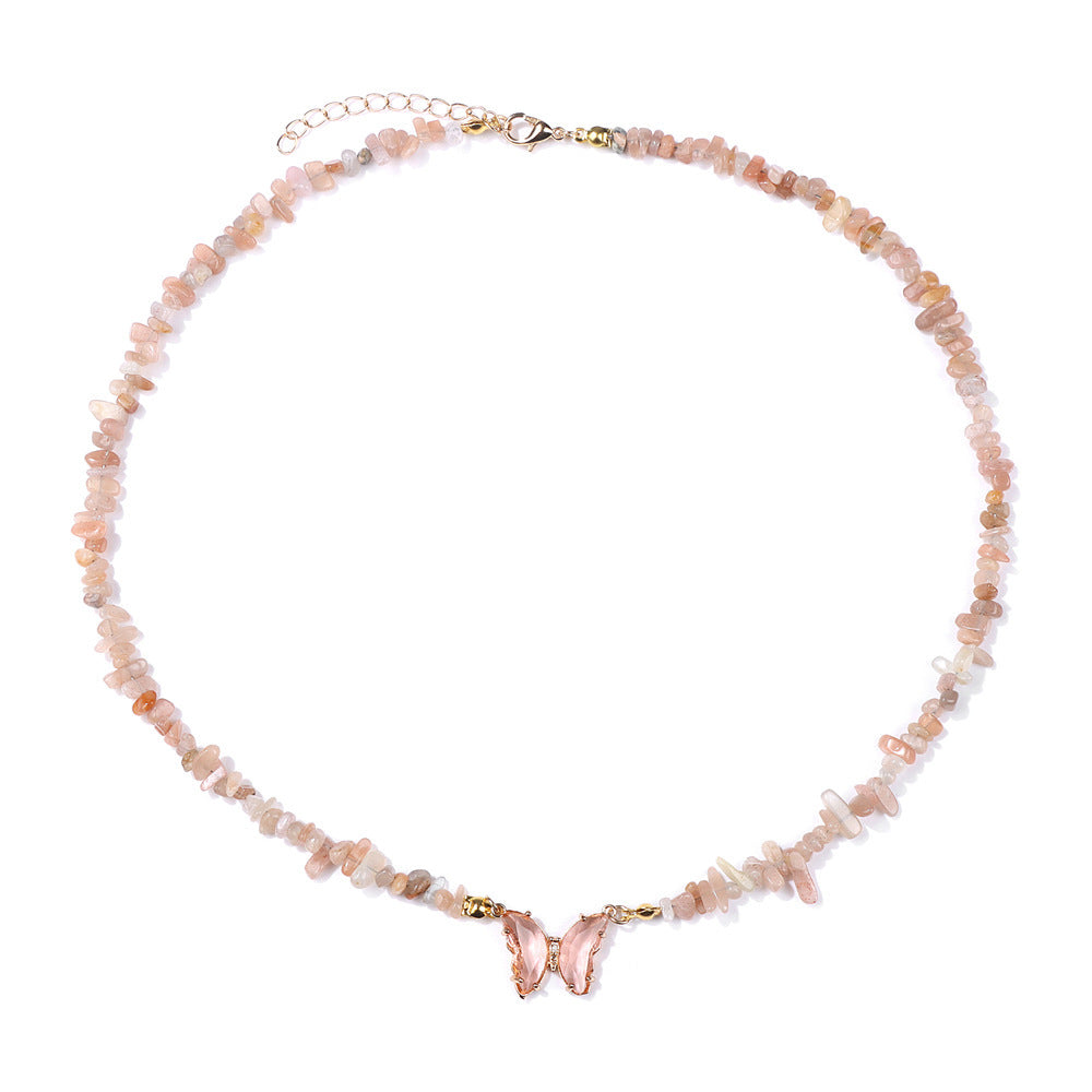 Simple and Versatile Butterfly Natural Stone Necklaces