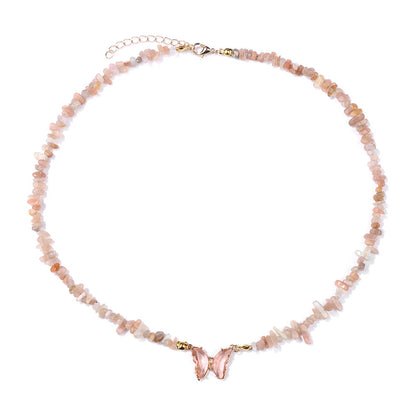 Simple and Versatile Butterfly Natural Stone Necklaces