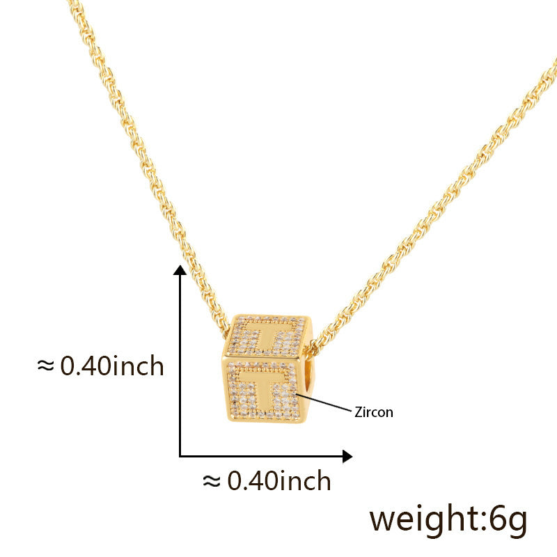 Cube 26 A-Z English Letter Pendant Necklaces