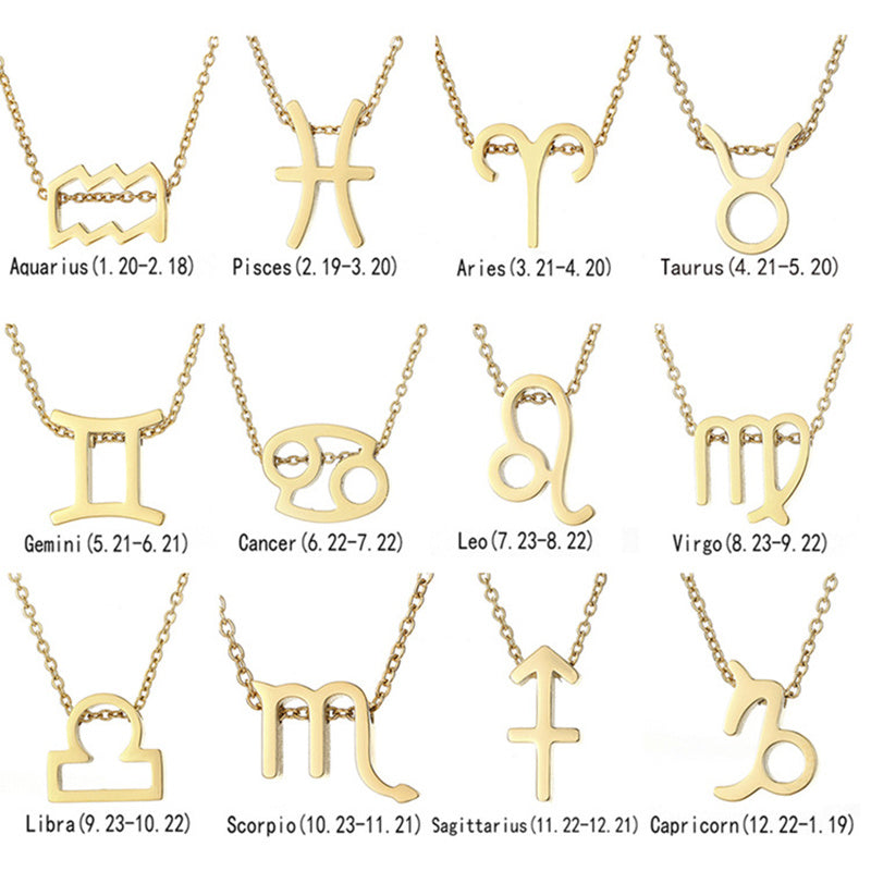 12 Zodiac Sign Constellation Pendant Necklace