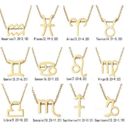 12 Zodiac Sign Constellation Pendant Necklace