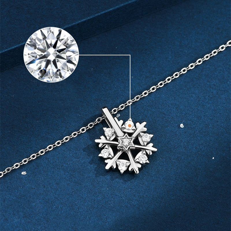 Rotatable Spinning Snowflake Pendant Necklace