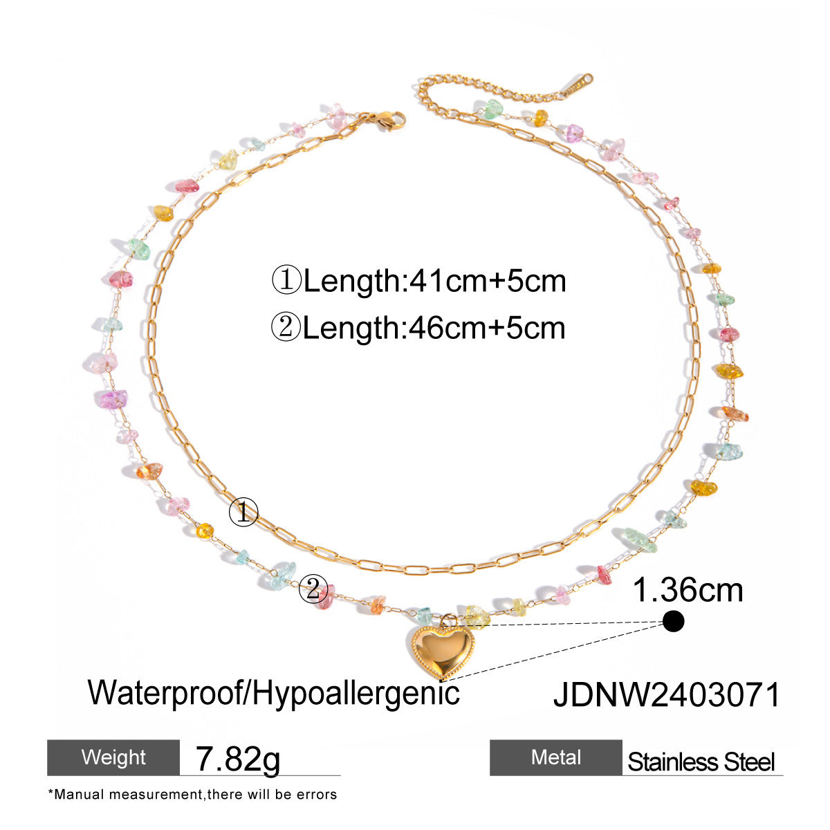 Gold-Plated Stainless Steel Broken Stone Chain Bracelet Ring