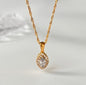 Olive Shaped Horse Eye Zircon Necklace